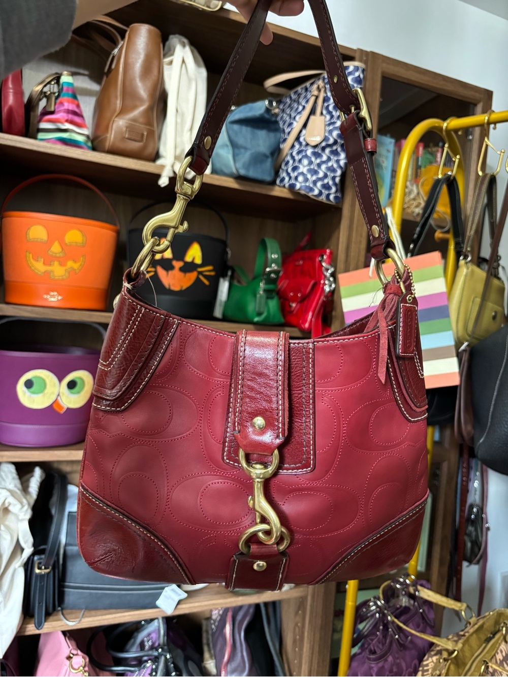 NWT 2007 Coach Hamptons Embossed Signature Leather Shoulder Bag